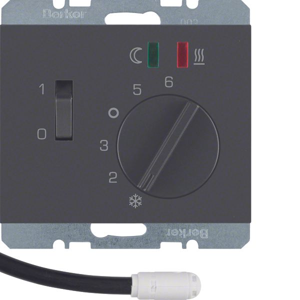 Thermostat, NO contact,Cen. plate,f. heat.,rocker switch,ext.temp.sen. image 1