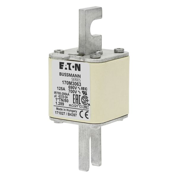 Fuse-link, high speed, 125 A, AC 690 V, compact DIN 1, 45 x 58 x 104 mm, aR, DIN, IEC, single indicator image 4