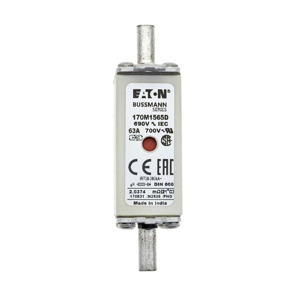 Fuse-link, high speed, 63 A, AC 690 V, DIN 000, gR, DIN, IEC, dual indicator, live gripping lugs image 16