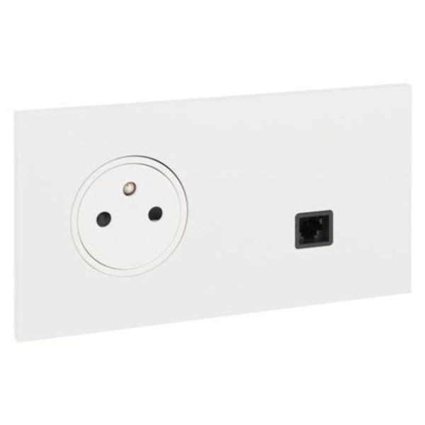 Art d'Arnould universe Epure 2P+E power socket and RJ45 socket - satin white image 1