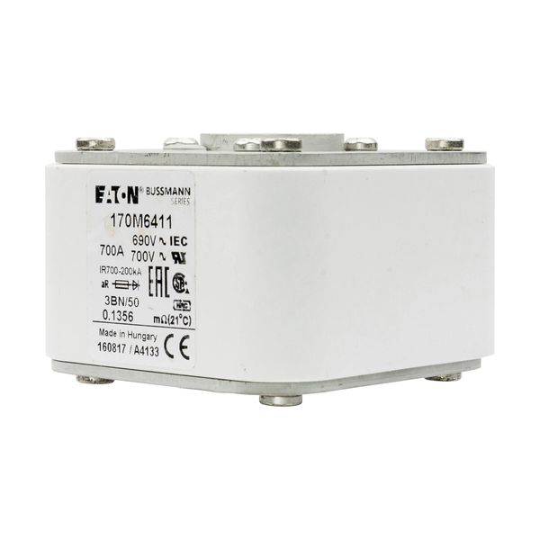 Fuse-link, high speed, 700 A, AC 690 V, size 3, aR, IEC, UL, single indicator image 2