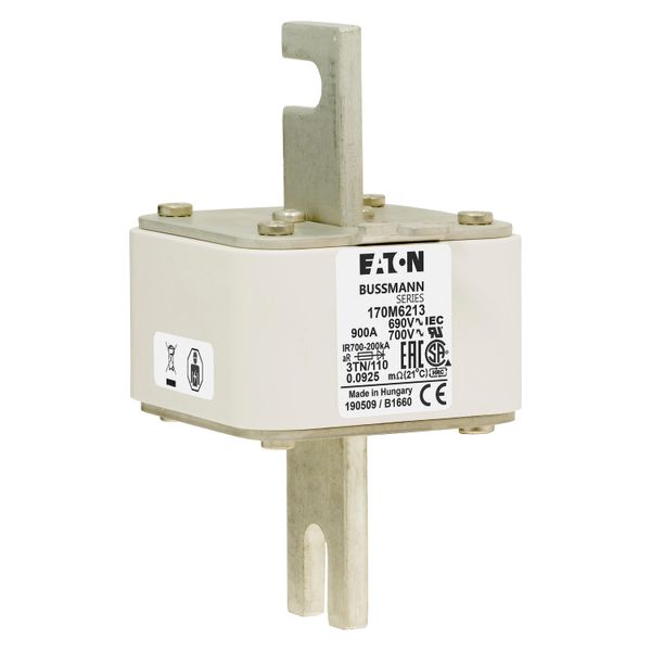 Fuse-link, high speed, 900 A, AC 690 V, DIN 3, 76 x 90 x 139 mm, aR, DIN, IEC, type T indicator image 12