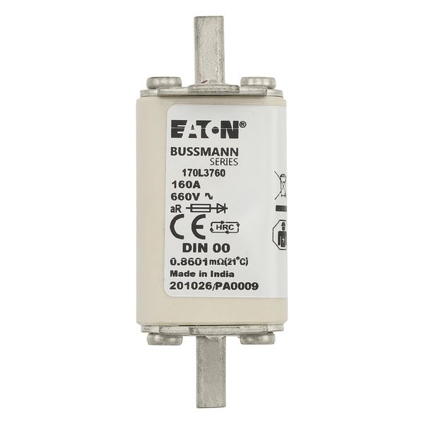 Fuse-link, high speed, 160 A, AC 660 V, DIN 00, 30 x 60 x 78 mm, aR, DIN, IEC, single indicator image 22