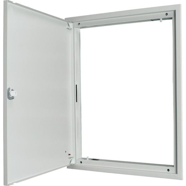 Flush-mounting door frame with sheet steel door and three-point turn-lock for 3-component system, W = 400 mm, H = 1260 mm, white image 3