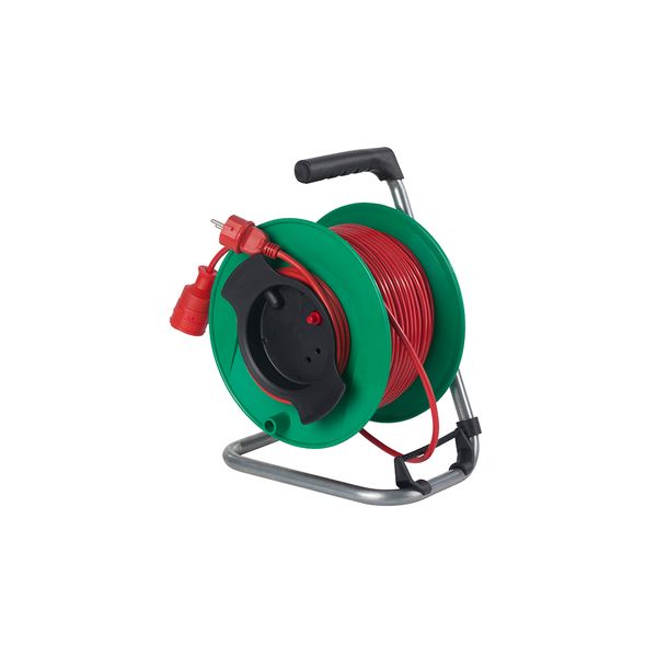 Safety extension reel 230mmO 25m H05VV-F 3G1,5 red with thermal switch image 1