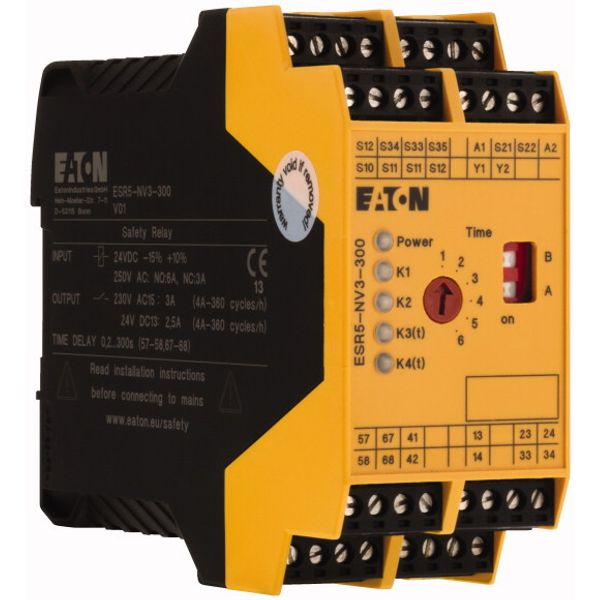 Safety relays for emergency stop/protective door/light curtain monitoring, 24VDC, off-delayed, 0-300 sec. image 5
