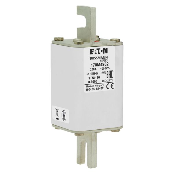 Fuse-link, high speed, 250 A, AC 1000 V, DIN 1, 51 x 69 x 138 mm, aR, DIN, IEC, single indicator image 24