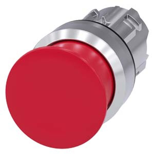 Mushroom pushbutton, 22 mm, round, metal, shiny, red, 30 mm, 3SU1050-1AD20-0AA0-Z Y19 image 2