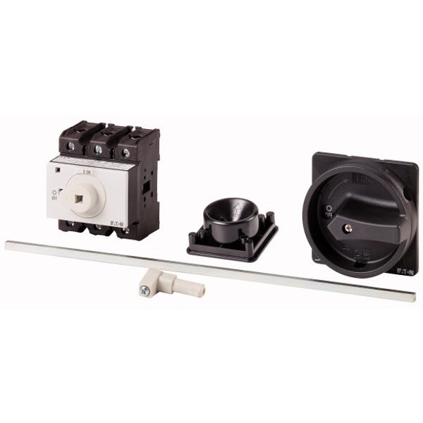 Main switch, P3, 63 A, rear mounting, 3 pole, STOP function, With black rotary handle and locking ring, Lockable in the 0 (Off) position, With metal s image 1