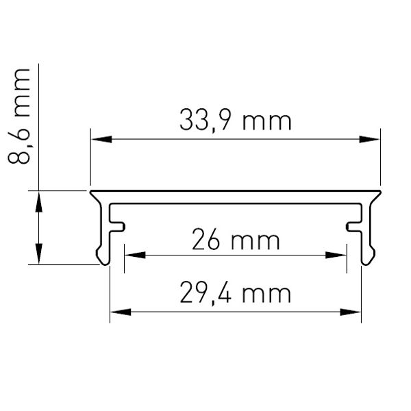 PMMA cover CL flat opal L-2000mm W-33,9mm H-8,6mm image 2