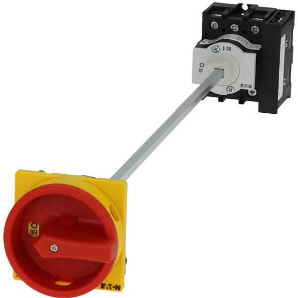 Main switch, P1, 40 A, rear mounting, 3 pole, 1 N/O, 1 N/C, Emergency switching off function, Lockable in the 0 (Off) position, With metal shaft for a image 3