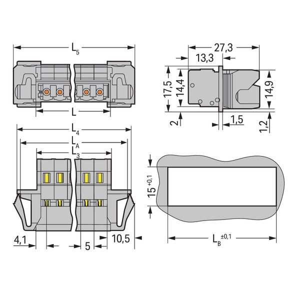 1-conductor male connector CAGE CLAMP® 2.5 mm² gray image 3