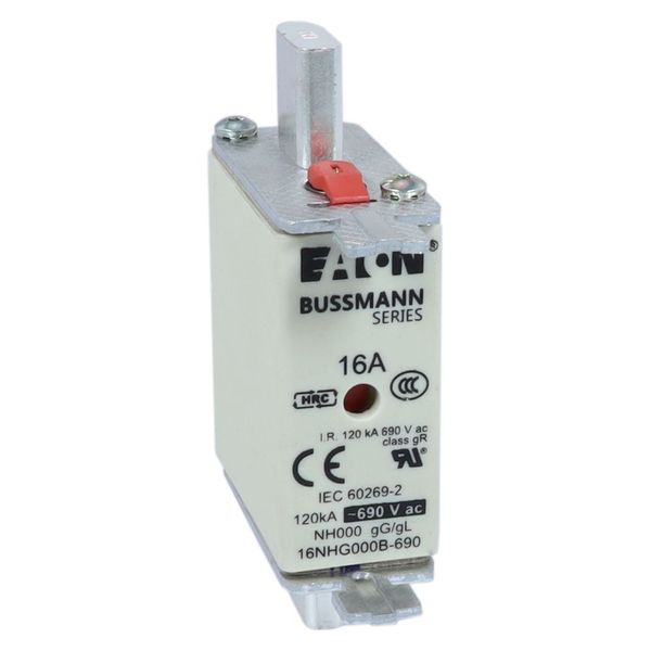 Fuse-link, LV, 16 A, AC 690 V, NH000, gL/gG, IEC, dual indicator, live gripping lugs image 12