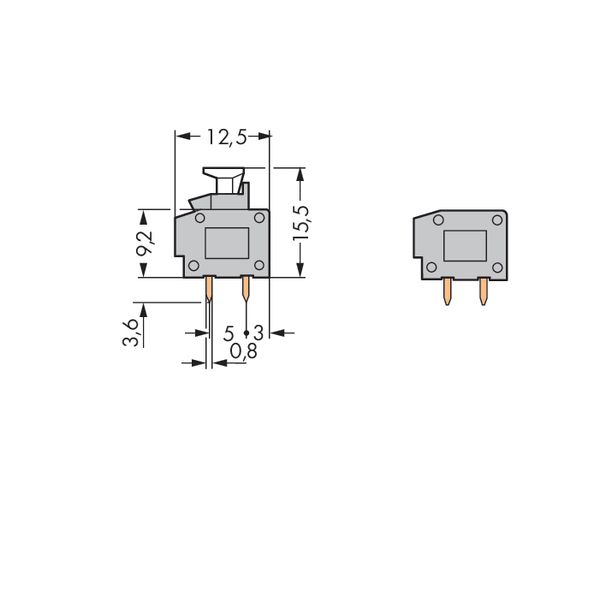 Stackable 2-conductor PCB terminal block 0.75 mm² Pin spacing 10/10.16 image 5