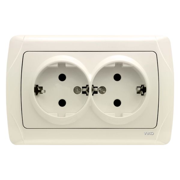 Carmen Beige Two Gang Earthed Socket image 1