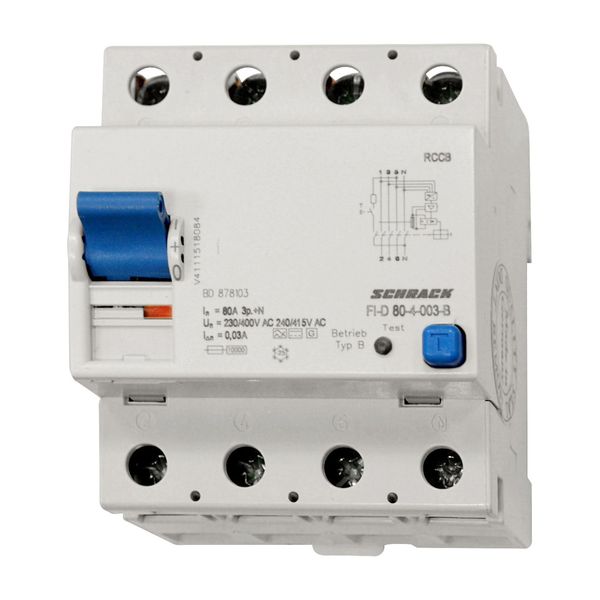 Residual current circuit breaker 80A, 4-pole, 30mA, type Bfq image 1