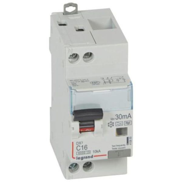 Monoblock differential circuit breaker DX³6000 10kA high inlet and low outlet U+N screw 230V~ - 16A - typeF 30mA image 1