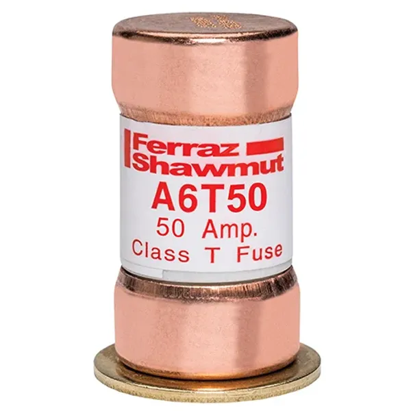 Fuse A6T - Class T - Fast-Acting 600VAC 300VDC 50A Ferrule image 1