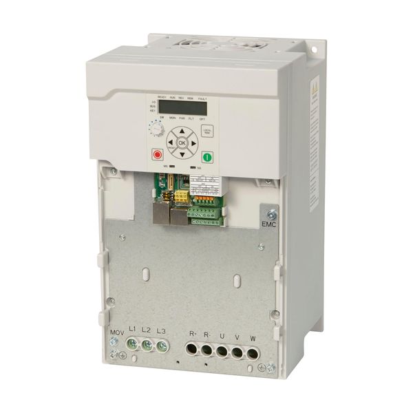 Variable frequency drive, 600 V AC, 3-phase, 22 A, 15 kW, IP20/NEMA0, Radio interference suppression filter, 7-digital display assembly, Setpoint pote image 18