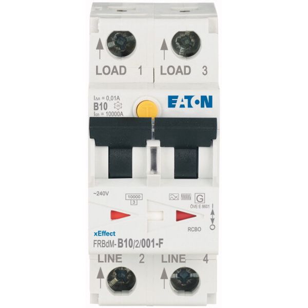 Digital RCD/MCB combination, 10 A, 10 mA, MCB trip characteristic: B, 2p, RCD trip characteristic: F image 1