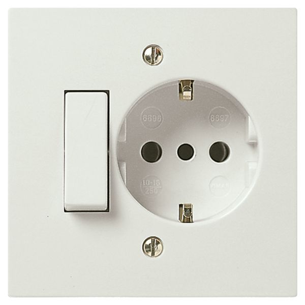 1P 10AX 1-way switch+P30 outlet white image 1