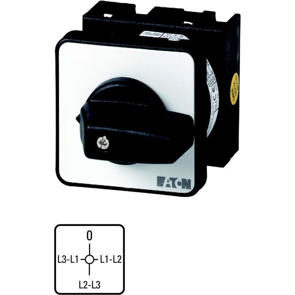 Voltmeter selector switches, T0, 20 A, flush mounting, 2 contact unit(s), Contacts: 4, 90 °, maintained, With 0 (Off) position, 0-L1/L2 L2/L3 L3/L1, D image 3