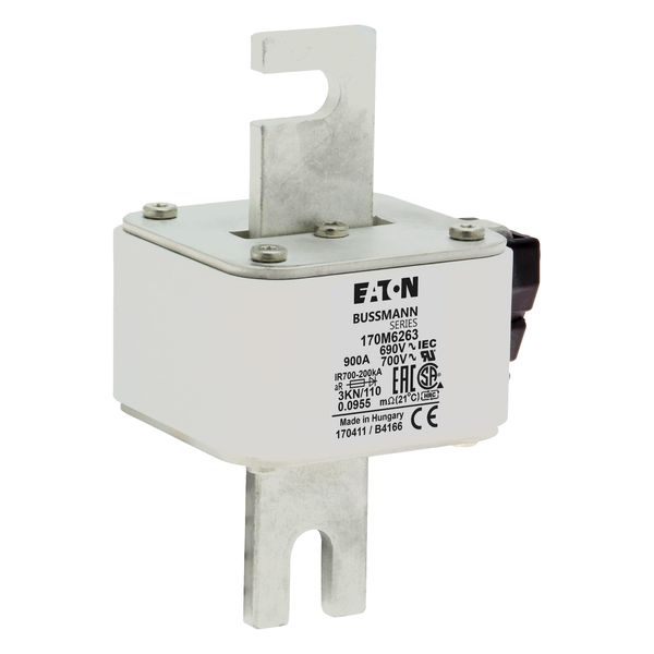 Fuse-link, high speed, 900 A, AC 690 V, DIN 3, aR, DIN, IEC, single indicator image 11