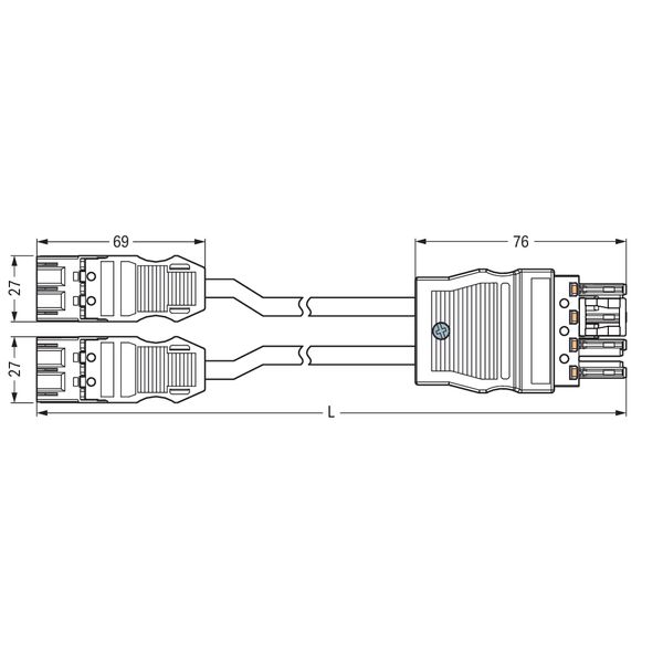 pre-assembled Y-cable;Eca;2 x plug/socket;black/white image 6