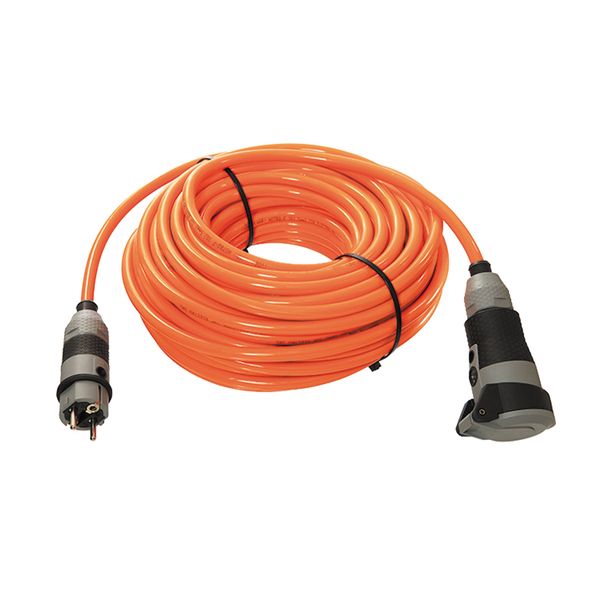 Extension cable SCHUKOultra 50m H07BQ-F 3G2, 5 with SCHUKOultra II plug and coupling with voltage indicator and self-closing hinged lid in gray / black 230V / 16A - IP54 industrial, construction site - image 1
