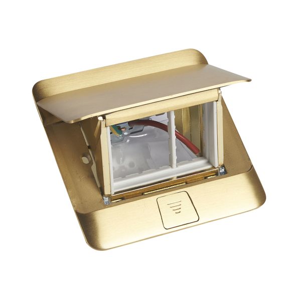 Pop-up box to be equipped - 3 modules - brushed brass image 1