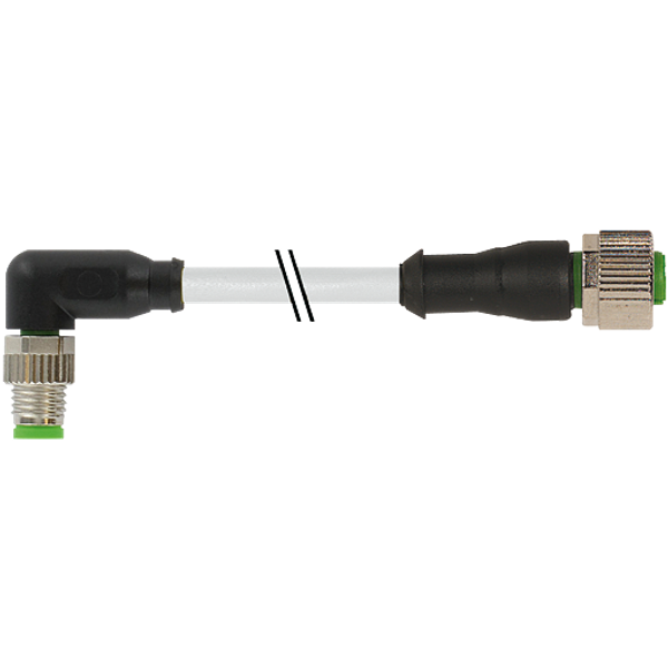 M8 male 90° / M12 female 0° A-cod. PUR 3x0.25 gy UL/CSA+drag ch. 1.5m image 1