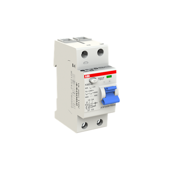 F202 AC-63/0.1 Residual Current Circuit Breaker 2P AC type 100 mA image 2