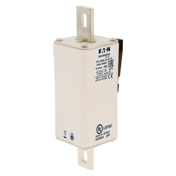 Fuse-link, high speed, 160 A, DC 1500 V, 2XL, 60 x 205 mm, gPV, IEC, UL, with indicator, bolt-in, revised bolting pattern image 15