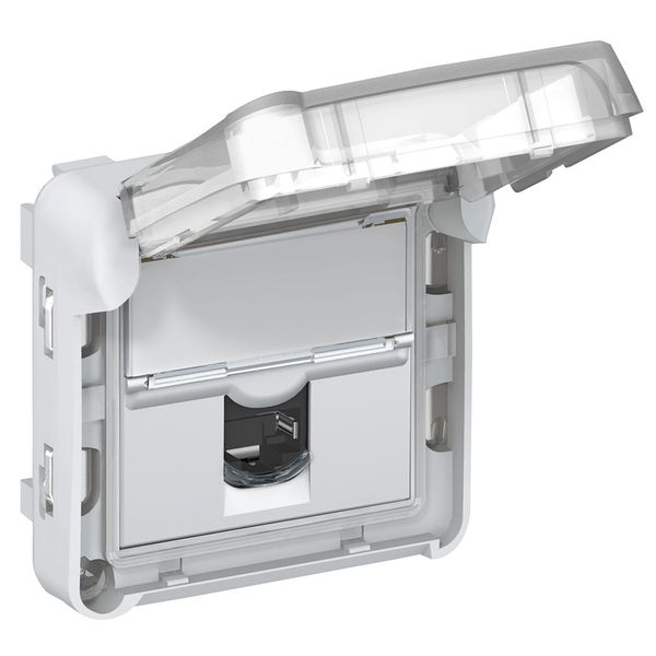 RJ45 socket Plexo category 6 UTP IP55 closed flap IK07 grey-white image 2