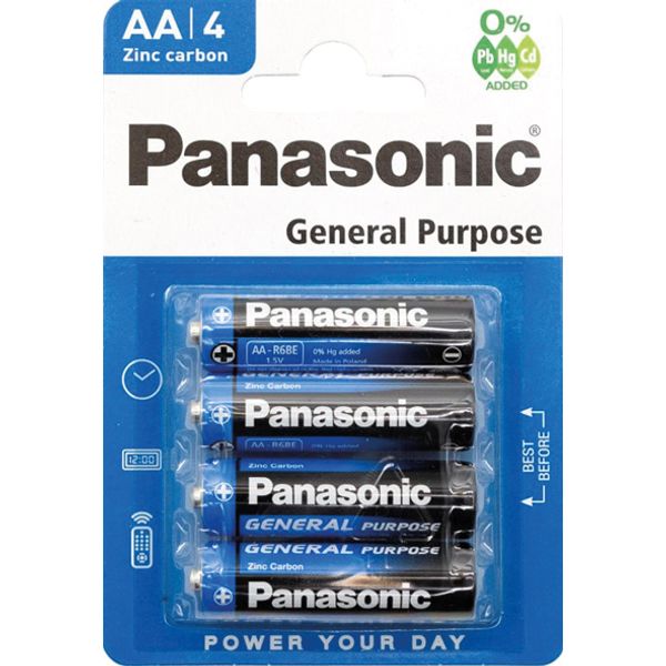 PANASONIC General Purpose Zinc R6 AA BL4 image 1