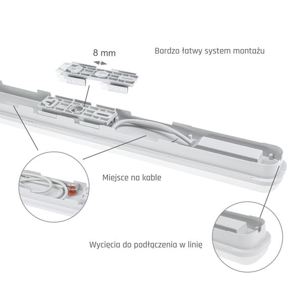 LIMEA GO HERMETYK  600mm 25W CW 230V 120st IP65 IK07 600x60x52mm BIA£Y image 6