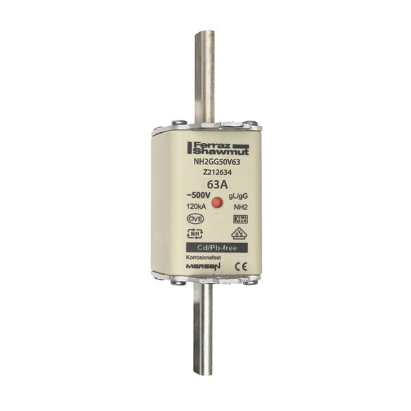 Fuse-link NH2 gG 500VAC 63A live tags Double indicator image 1