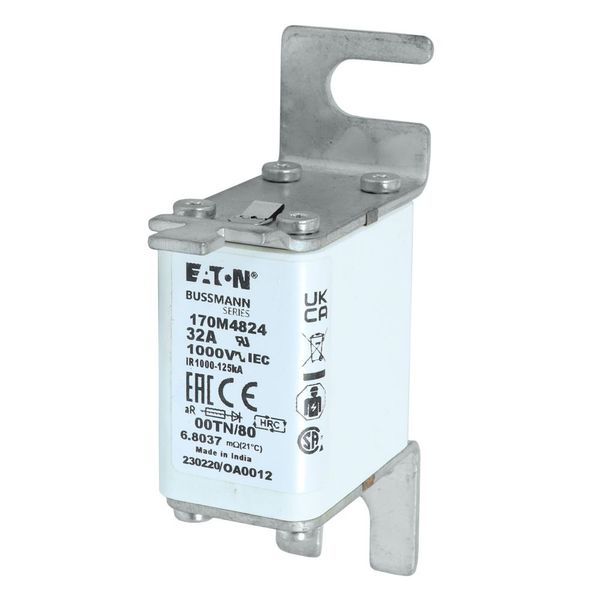 Fuse-link, high speed, 32 A, AC 1000 V, size 00, 30 x 47 x 98 mm, aR, DIN, IEC, type T indicator image 10