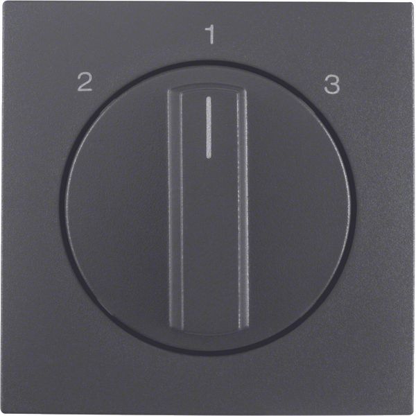 Centre plate rotary knob 3-step switch, Berker B.3/B.7, anthracite mat image 1