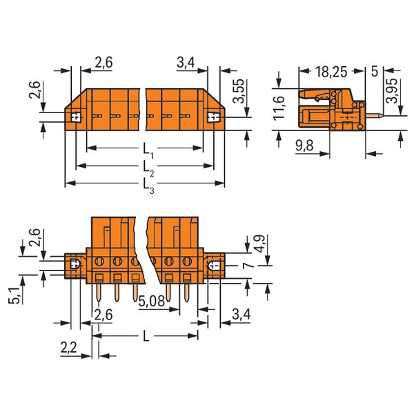 THT female header straight Pin spacing 5.08 mm orange image 4