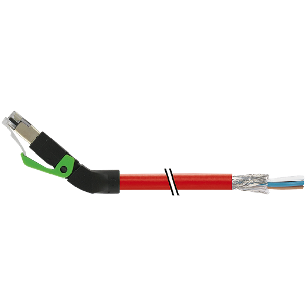 RJ45 male 45° up with cable PUR 1x4xAWG22 shielded rd+drag-ch 1.5m image 1