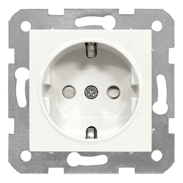 Socket outlet with safety shutter, screw clamps, white image 1