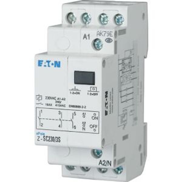 Impulse relay, central control, 230AC, 2NO+1NC, 16A, 50/60Hz, 2SU image 4