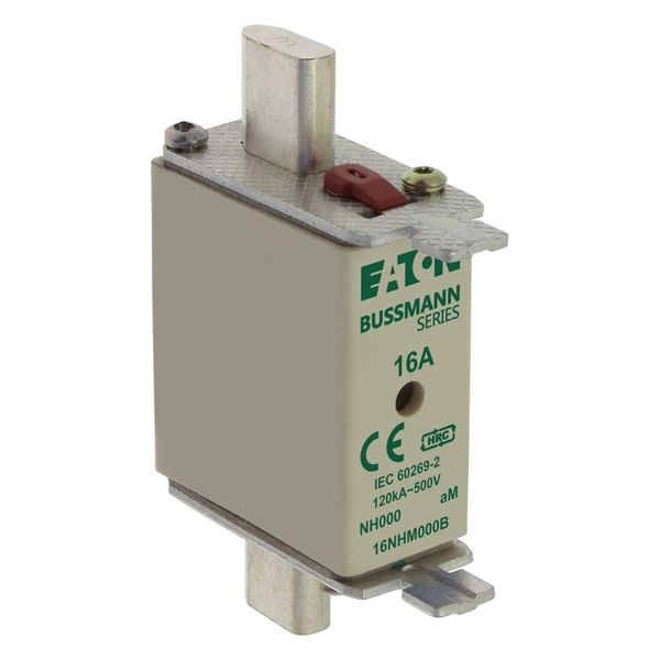 Fuse-link, low voltage, 16 A, AC 500 V, NH000, aM, IEC, dual indicator image 12