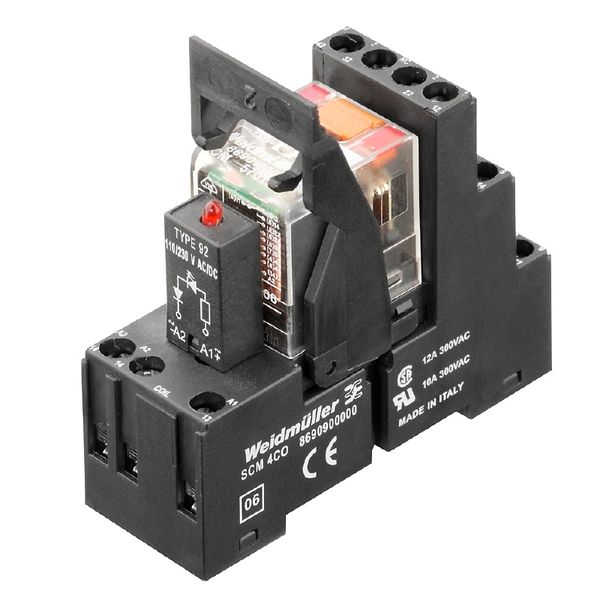 Relay module, 115 V AC, red LED, 4 CO contact with test button (AgNi)  image 1