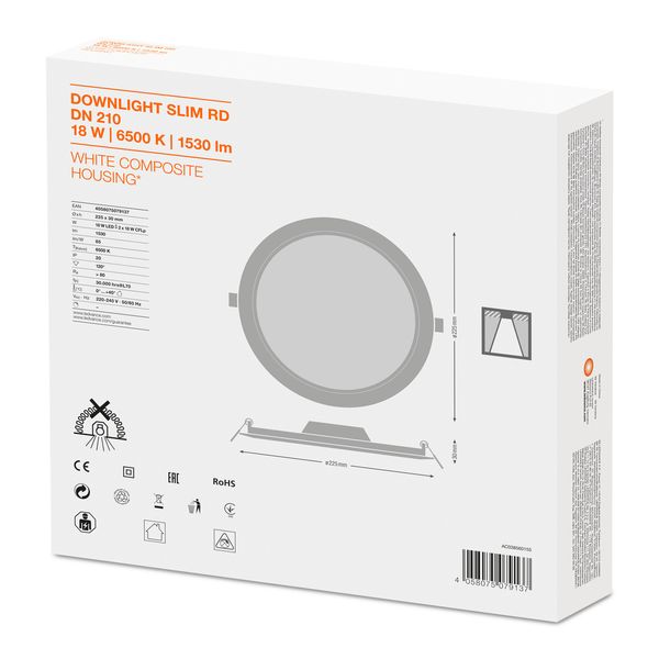 DOWNLIGHT SLIM ROUND 210 18 W 6500 K WT image 11