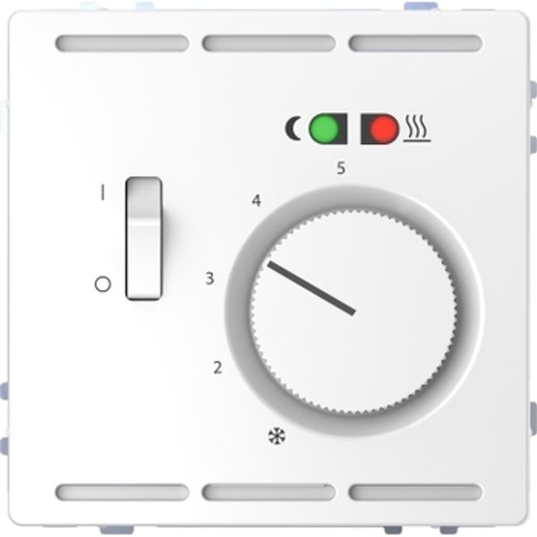 Floor thermostat 230 V with switch and central plate, lotus white, System Design image 2