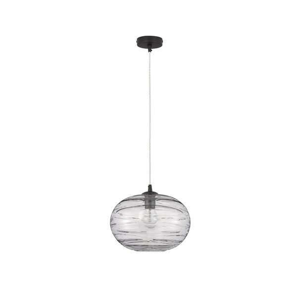 Matt Black Metal & Light Grey Glass LED E27 1x12 Watt 230 Volt IP20 Bulb Excluded D: 30 H 1: 24.5 H 2: 120 cm Adjustable height image 1