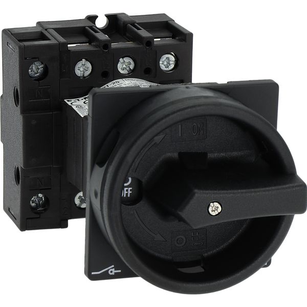 Main switch, P1, 25 A, rear mounting, 3 pole + N, STOP function, With black rotary handle and locking ring, Lockable in the 0 (Off) position image 36