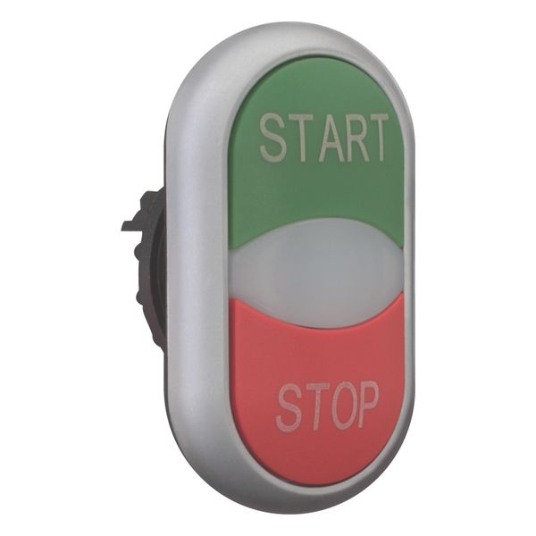 Double actuator pushbutton, RMQ-Titan, Actuators and indicator lights non-flush, momentary, White lens, green, red, inscribed, Bezel: titanium, START/ image 7